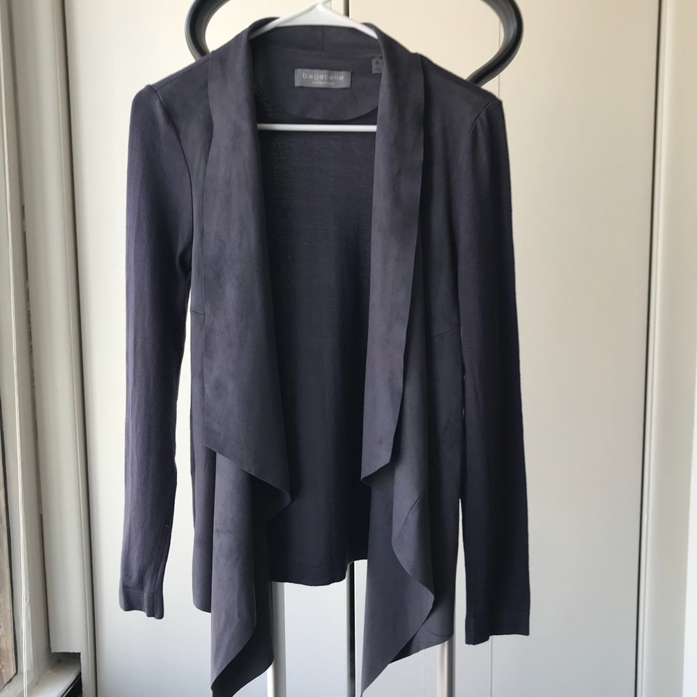 NWOT Suede Open Front Cardigan Jacket High Low